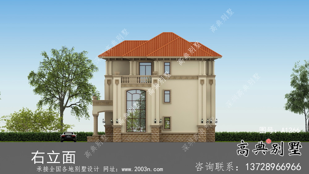 農(nóng)村復(fù)式二層新歐式別墅設(shè)計效果圖紙