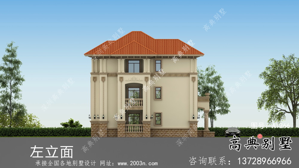 農(nóng)村復(fù)式二層新歐式別墅設(shè)計效果圖紙