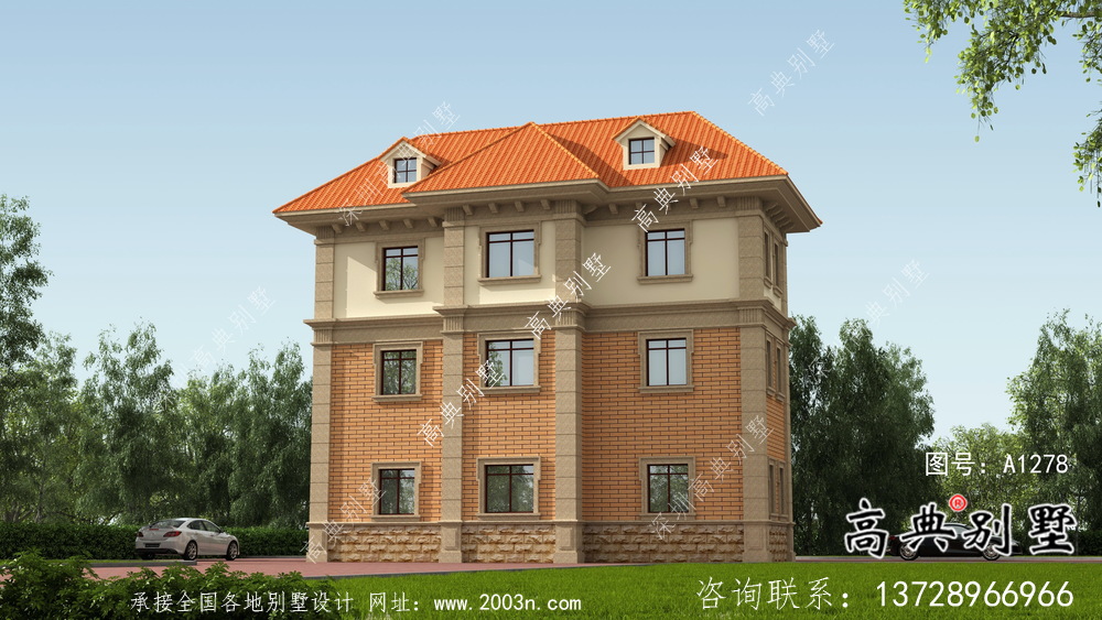 歐式三層復(fù)式小別墅圖紙及效果圖