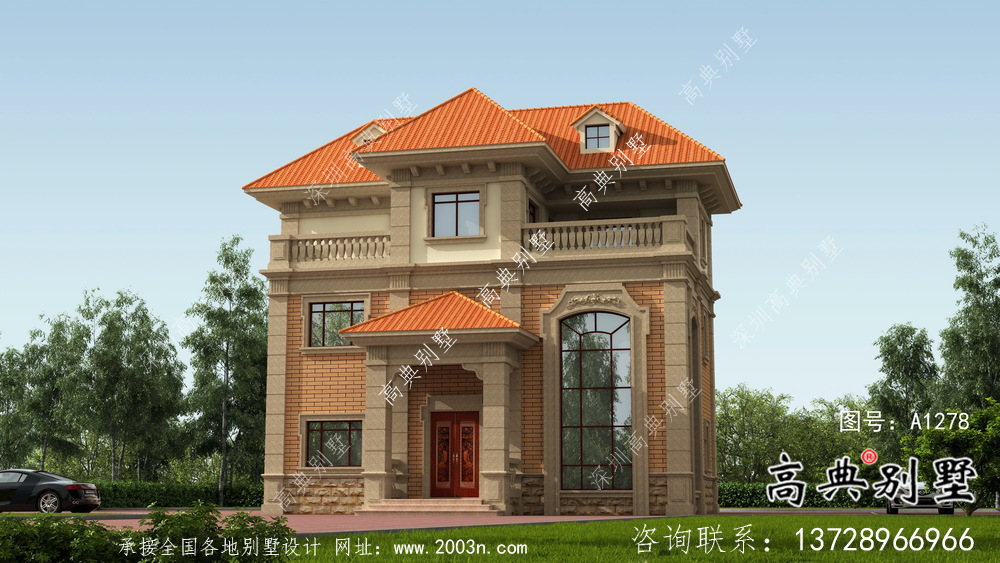 歐式三層復(fù)式小別墅圖紙及效果圖