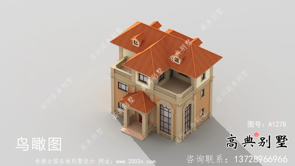 歐式三層復(fù)式小別墅圖紙及效果圖