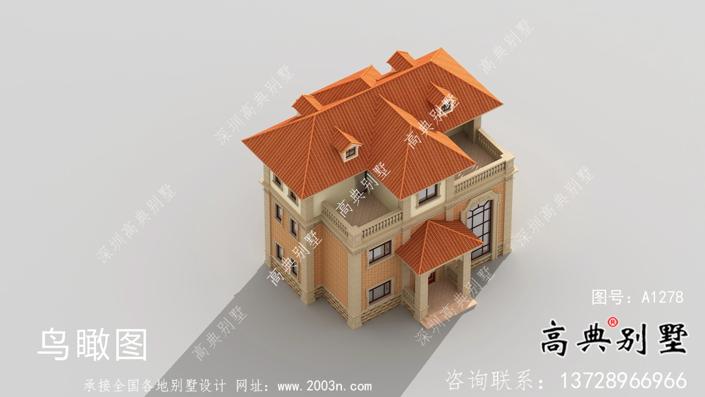歐式三層復(fù)式小別墅圖紙及效果圖