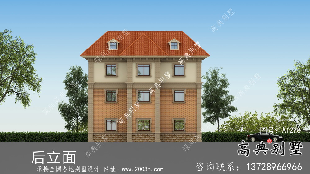 歐式三層復(fù)式小別墅圖紙及效果圖