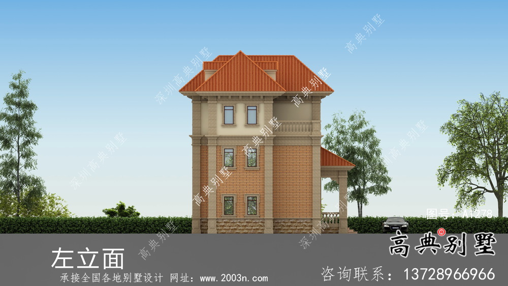 歐式三層復(fù)式小別墅圖紙及效果圖