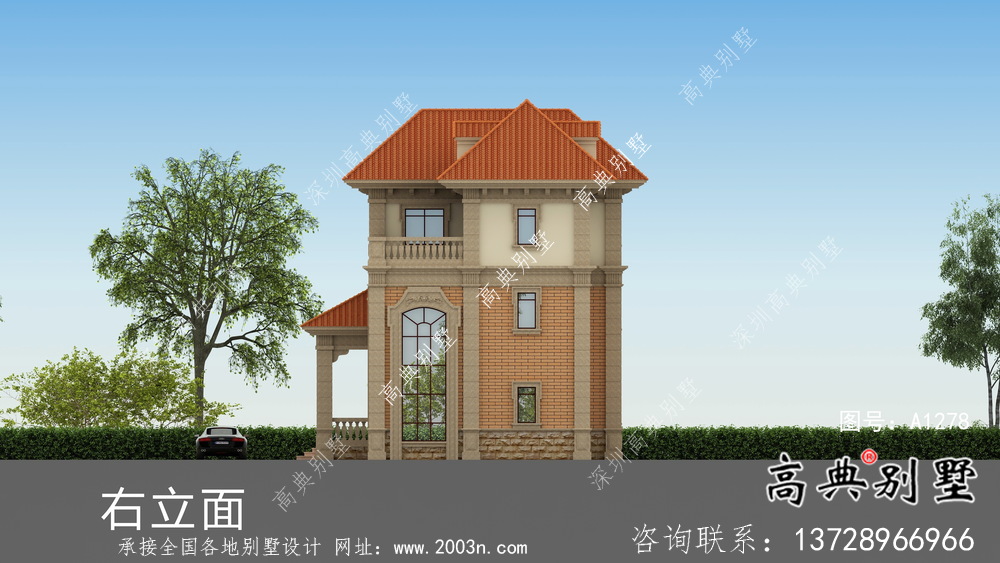 歐式三層復(fù)式小別墅圖紙及效果圖