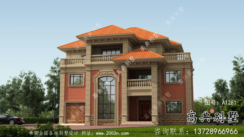 農村三層復式歐式別墅設計效果全套圖紙