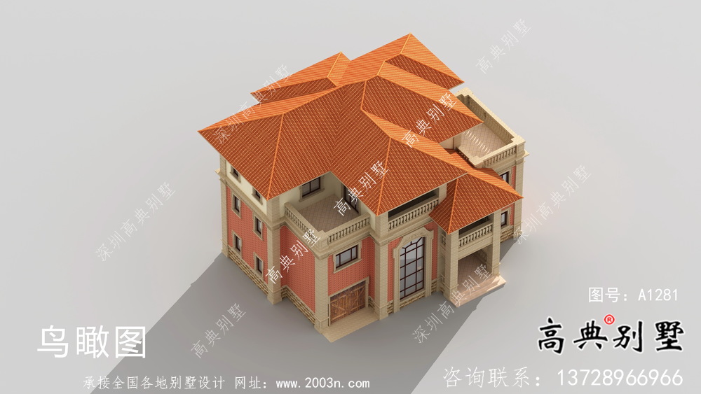 農村三層復式歐式別墅設計效果全套圖紙