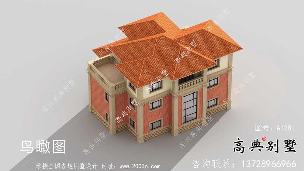 農村三層復式歐式別墅設計效果全套圖紙