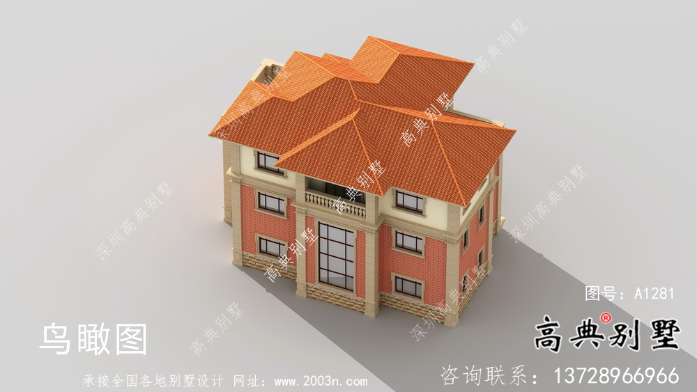 農村三層復式歐式別墅設計效果全套圖紙