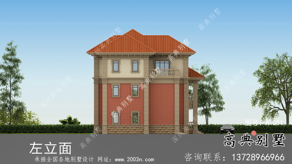 農村三層復式歐式別墅設計效果全套圖紙