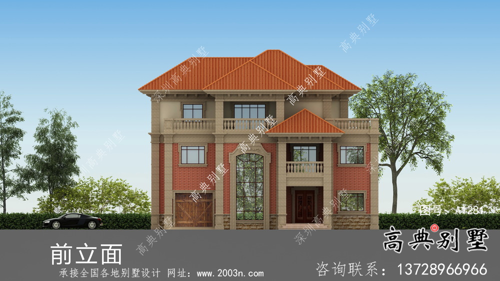 農村三層復式歐式別墅設計效果全套圖紙