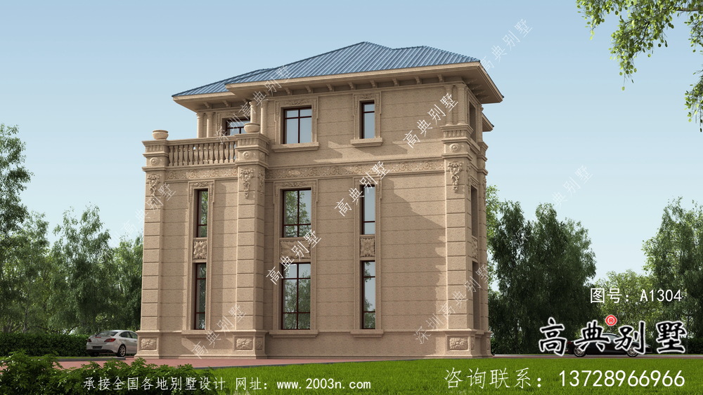鄉村復式三層簡歐別墅設計圖施工圖紙全套