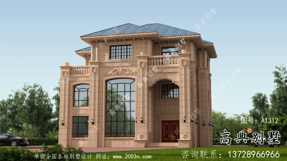 框架結構三層意大利風格農村別墅設計及效果圖