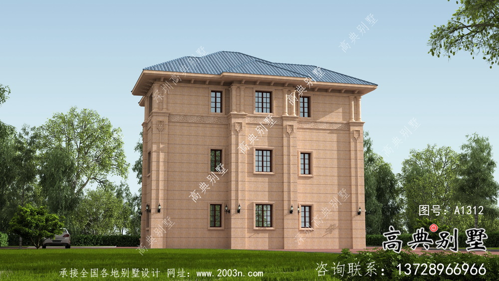 框架結構三層意大利風格農村別墅設計及效果圖