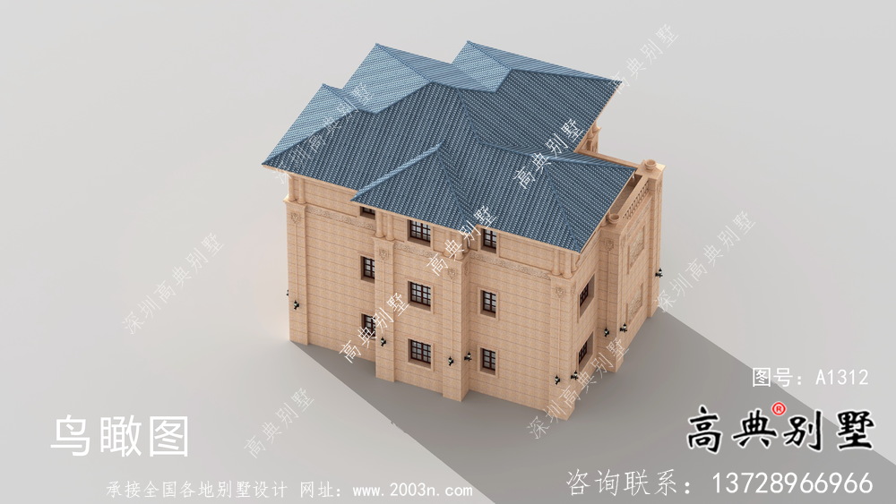 框架結構三層意大利風格農村別墅設計及效果圖