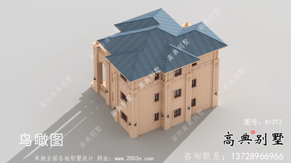 框架結構三層意大利風格農村別墅設計及效果圖