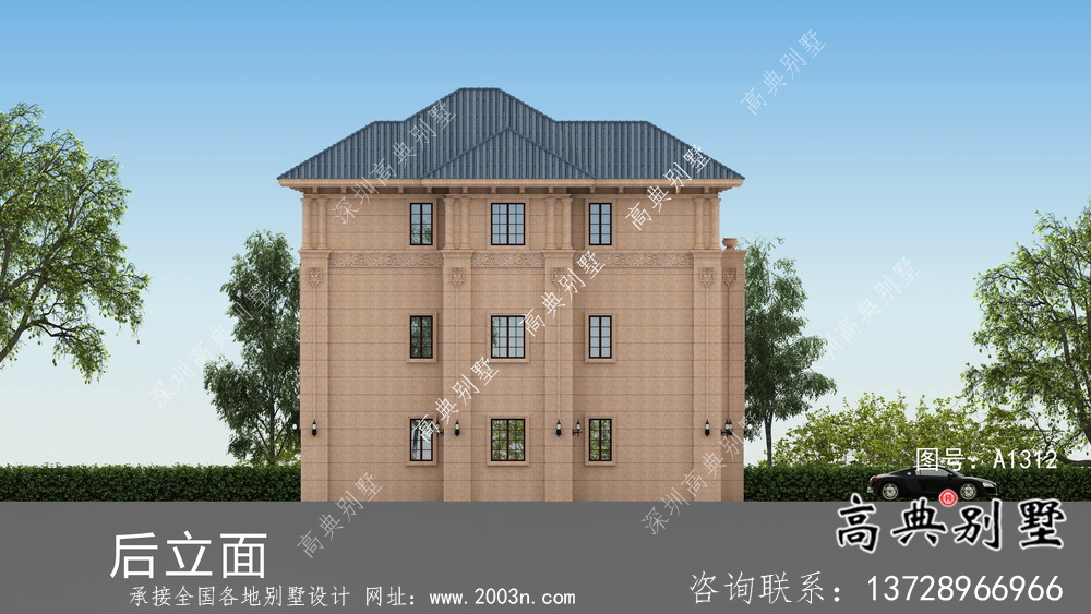 框架結構三層意大利風格農村別墅設計及效果圖