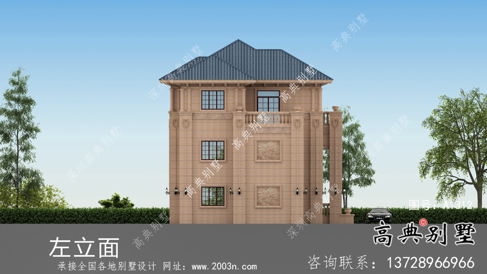 框架結構三層意大利風格農村別墅設計及效果圖