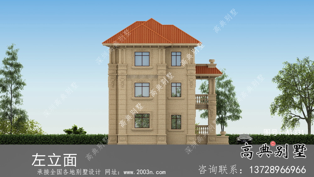 新農村歐式三層復式別墅設計圖紙