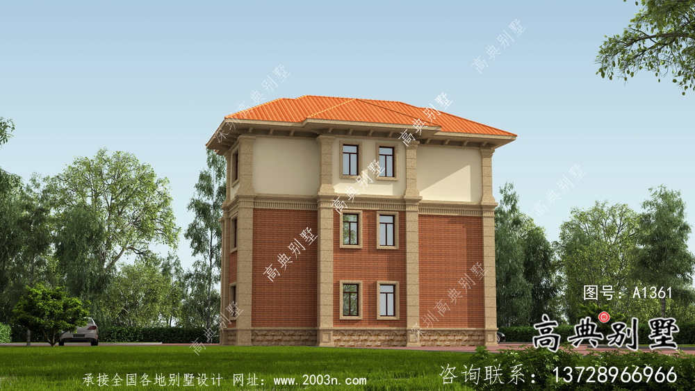 農村三層法式風格別墅設計圖紙