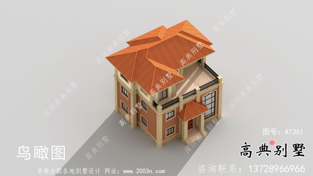 農村三層法式風格別墅設計圖紙