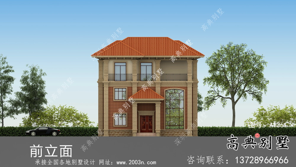 農村三層法式風格別墅設計圖紙