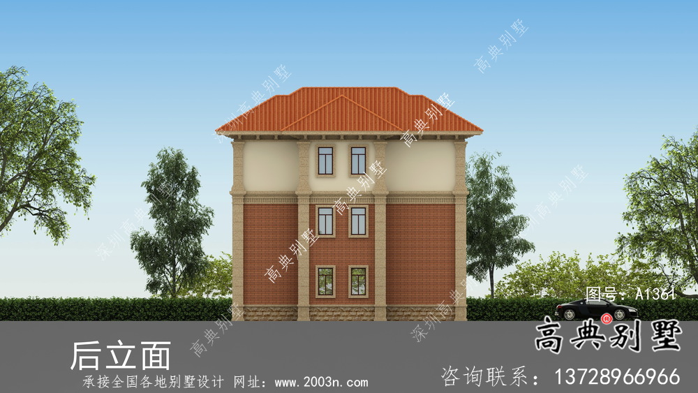 農村三層法式風格別墅設計圖紙