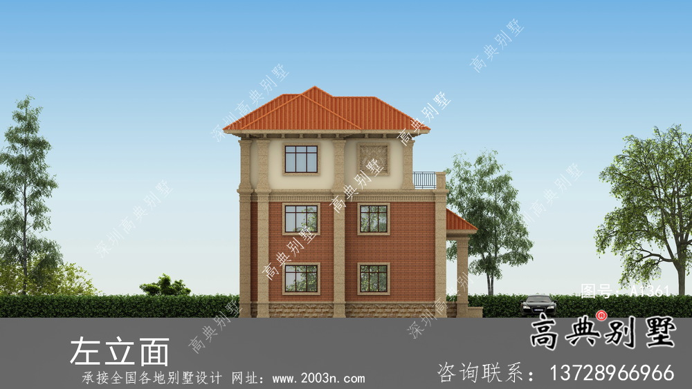 農村三層法式風格別墅設計圖紙
