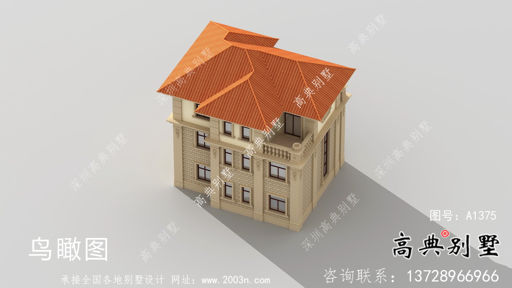 歐式鄉村三層復式別墅設計效果圖及平面圖