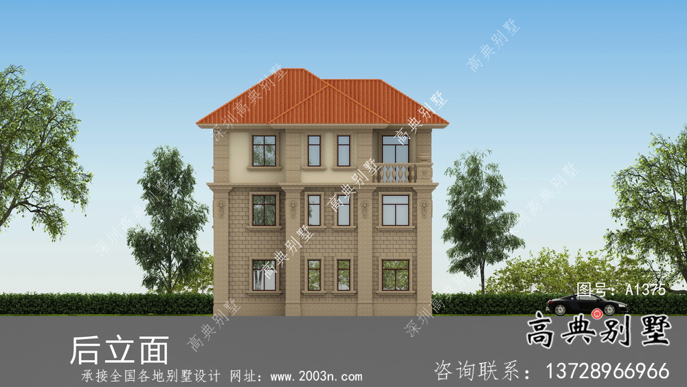 歐式鄉村三層復式別墅設計效果圖及平面圖