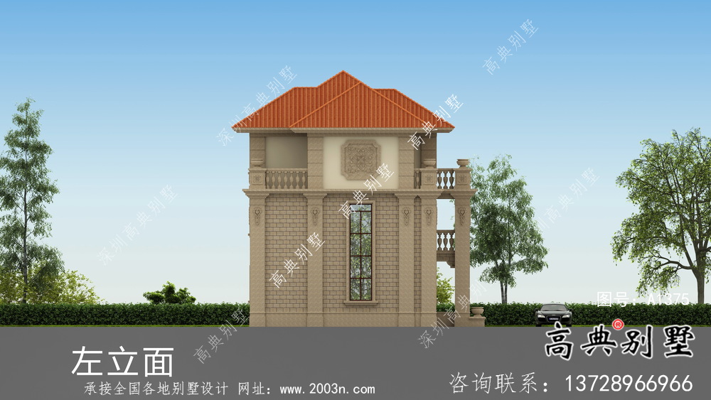 歐式鄉村三層復式別墅設計效果圖及平面圖