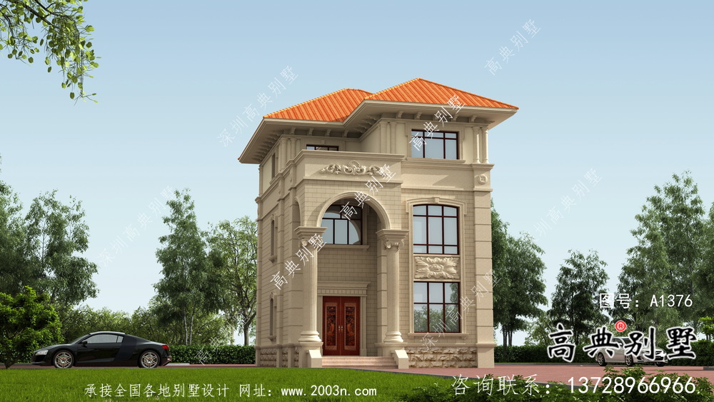歐式古典農村三層別墅設計圖紙
