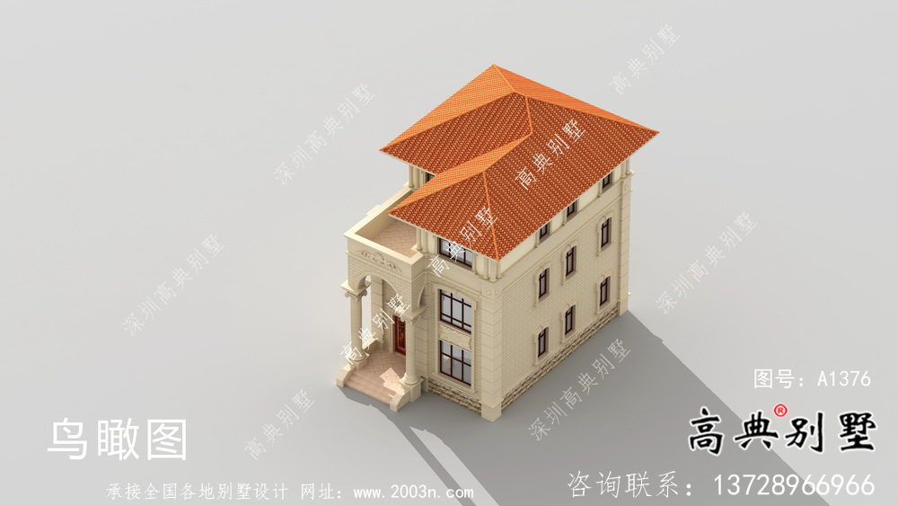歐式古典農村三層別墅設計圖紙