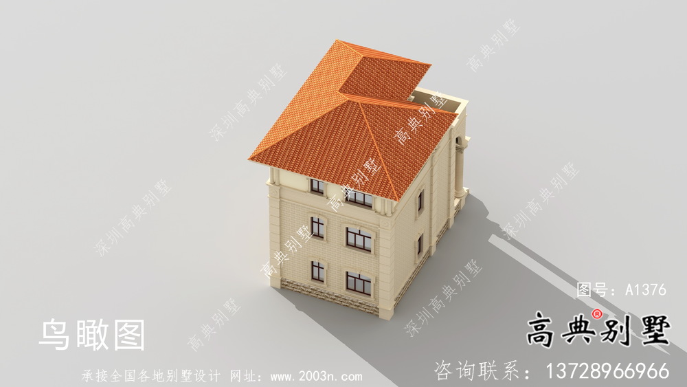 歐式古典農村三層別墅設計圖紙