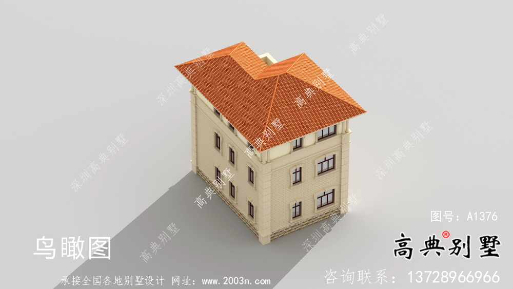 歐式古典農村三層別墅設計圖紙