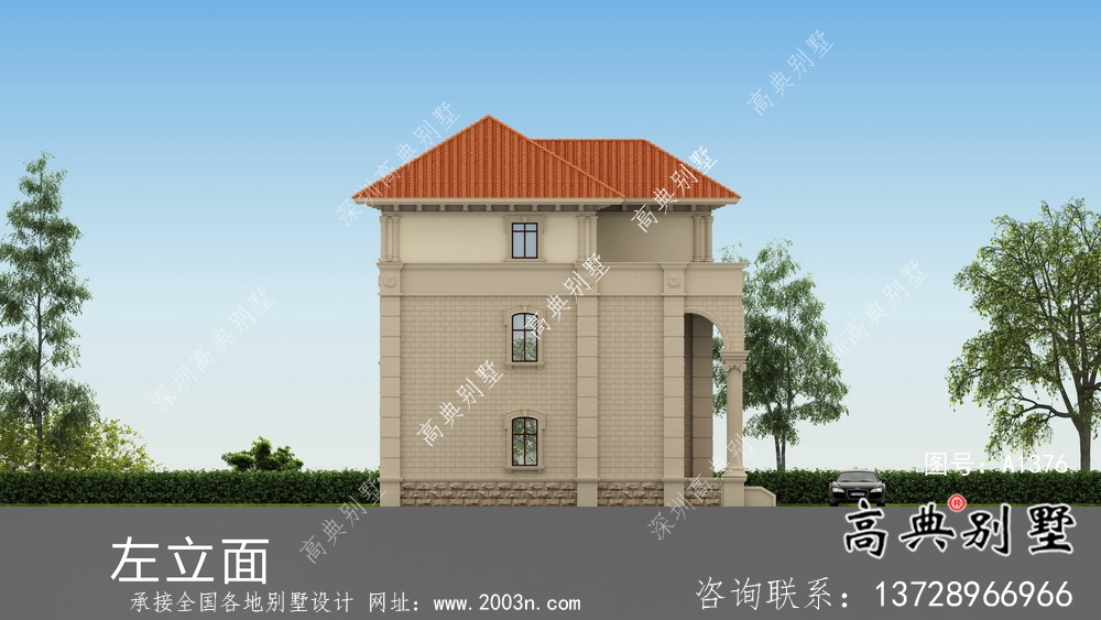 歐式古典農村三層別墅設計圖紙