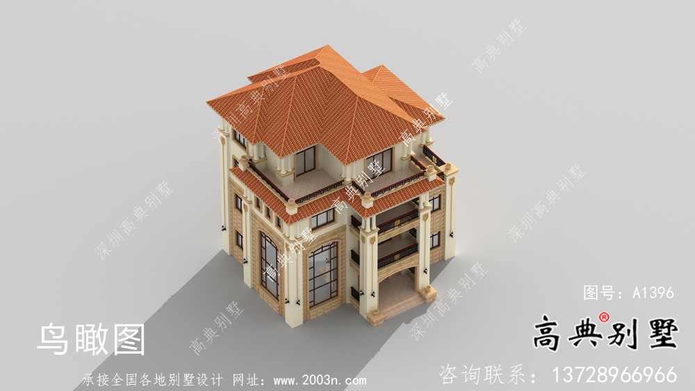 歐式氣派四層鄉村別墅設計圖紙