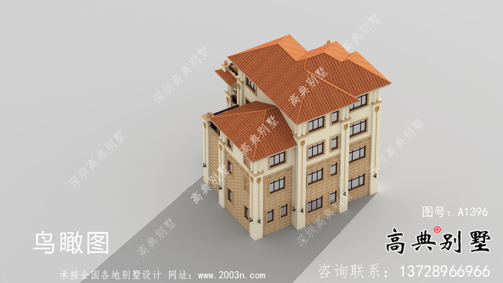 歐式氣派四層鄉村別墅設計圖紙