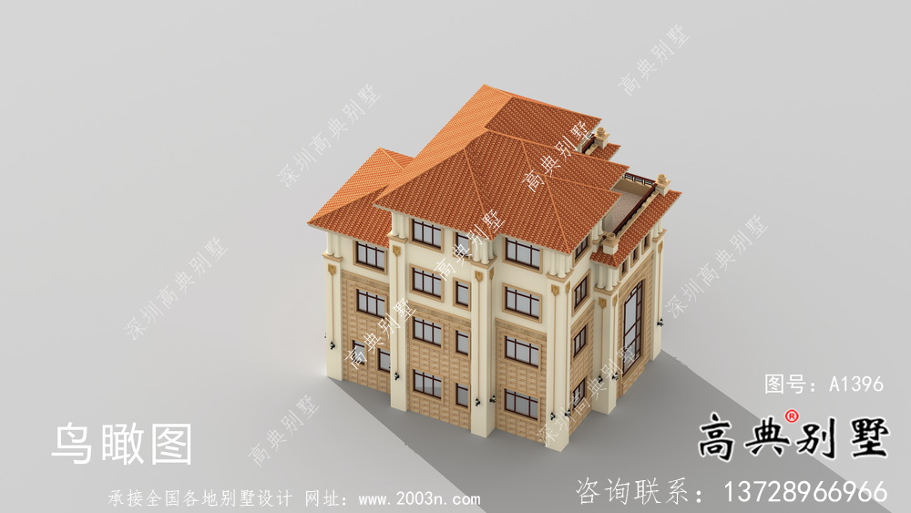 歐式氣派四層鄉村別墅設計圖紙