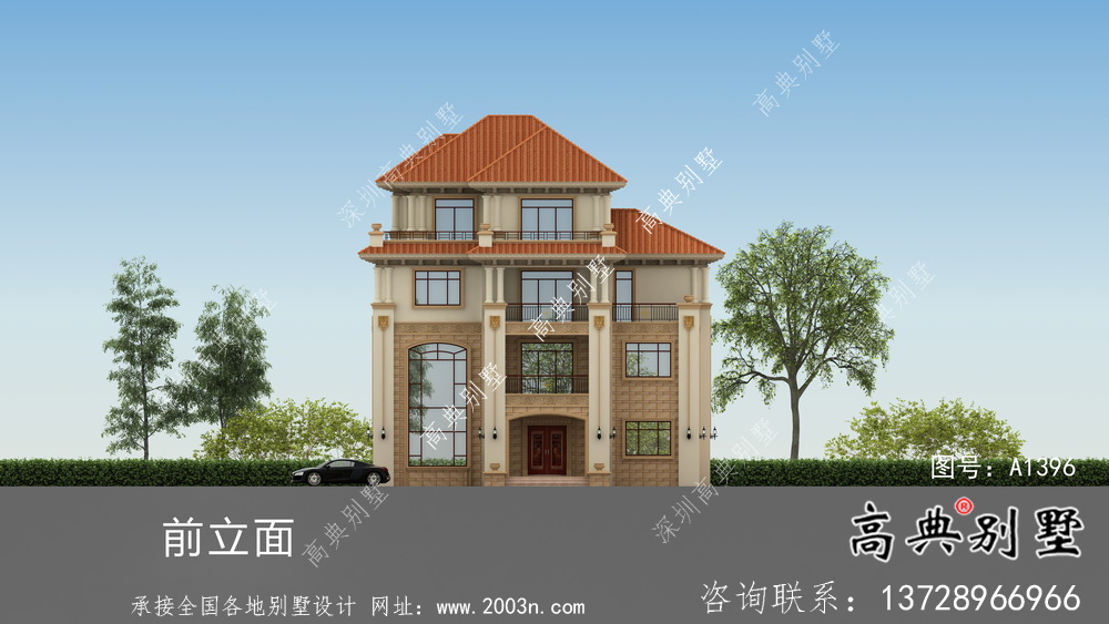歐式氣派四層鄉村別墅設計圖紙