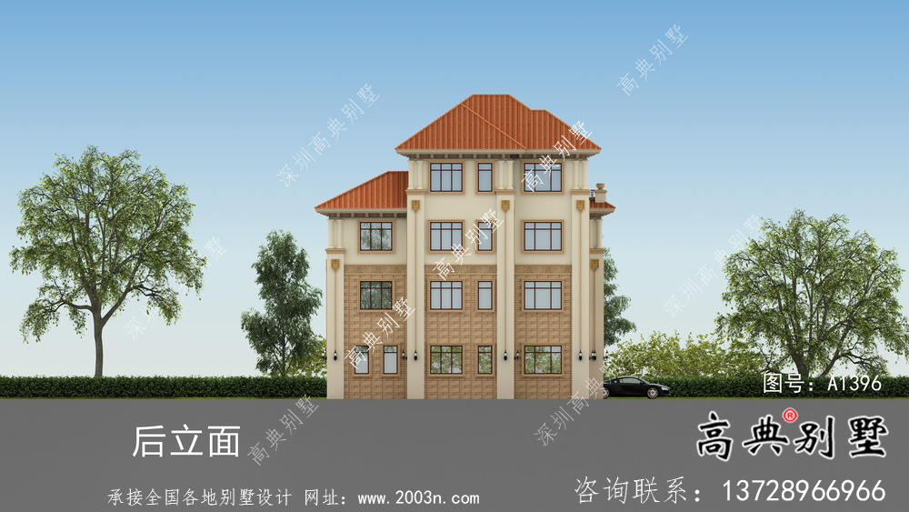 歐式氣派四層鄉村別墅設計圖紙