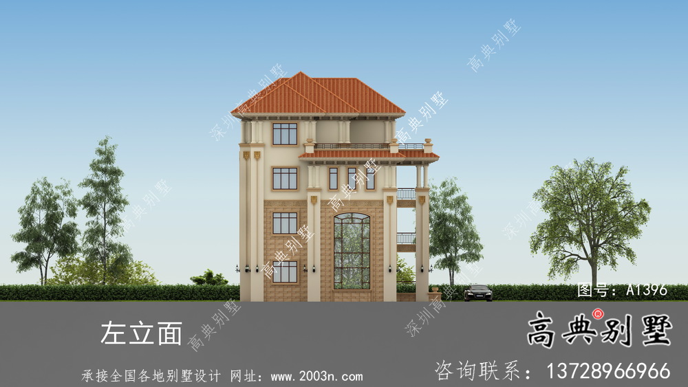歐式氣派四層鄉村別墅設計圖紙