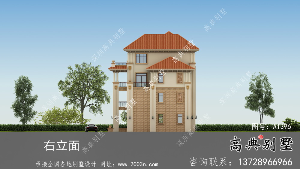 歐式氣派四層鄉村別墅設計圖紙
