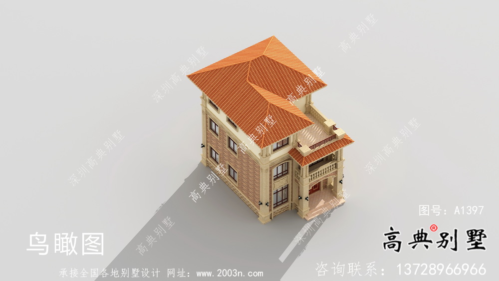 農村歐式三層別墅外觀效果圖