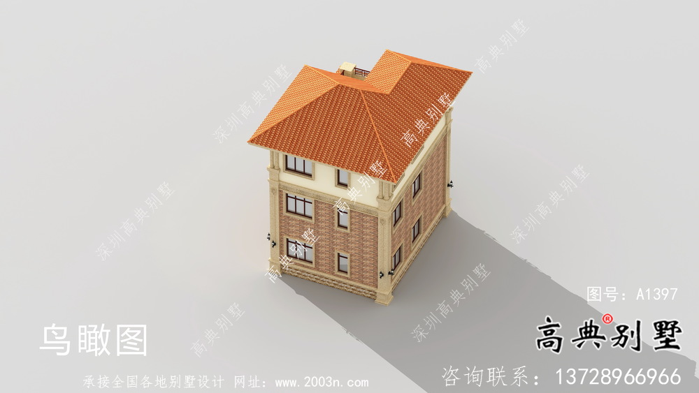 農村歐式三層別墅外觀效果圖