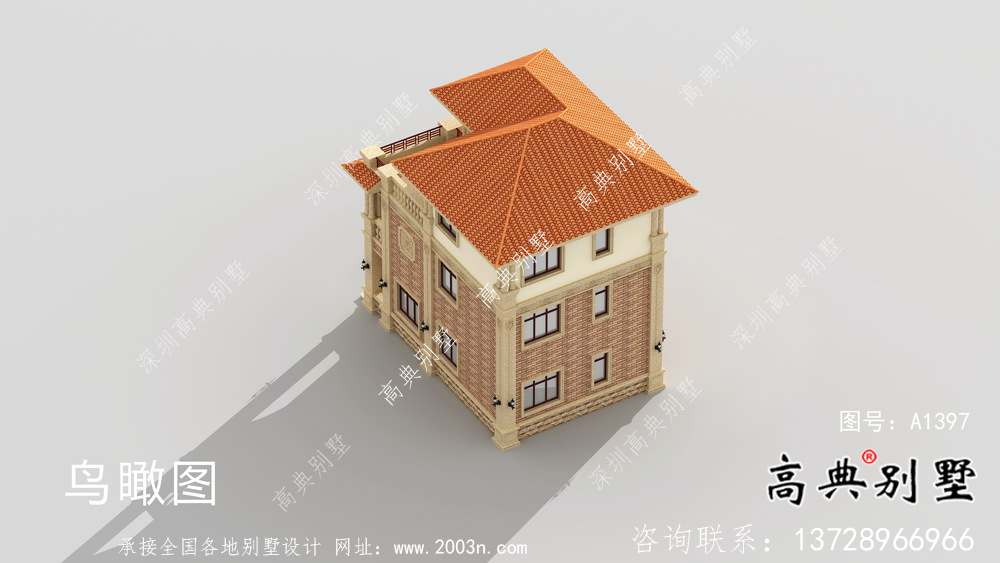 農村歐式三層別墅外觀效果圖