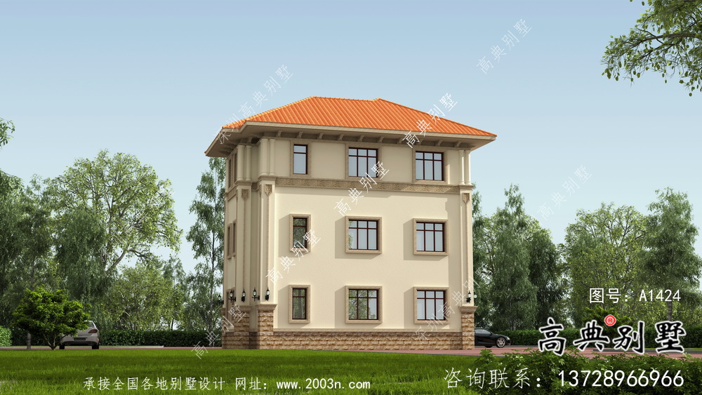 三層歐式農村自建別墅設計圖紙