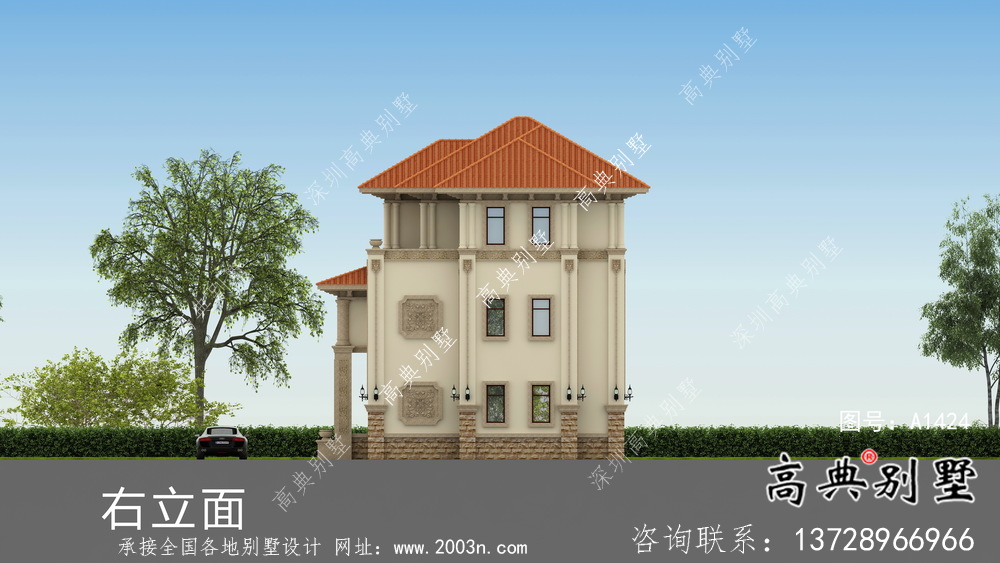 三層歐式農村自建別墅設計圖紙