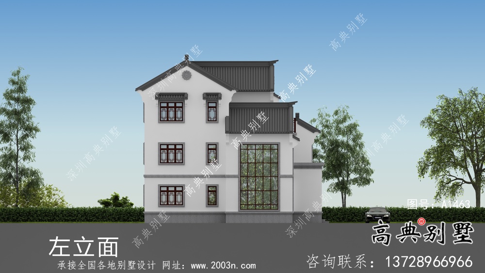 新中式三層房屋設(shè)計圖紙