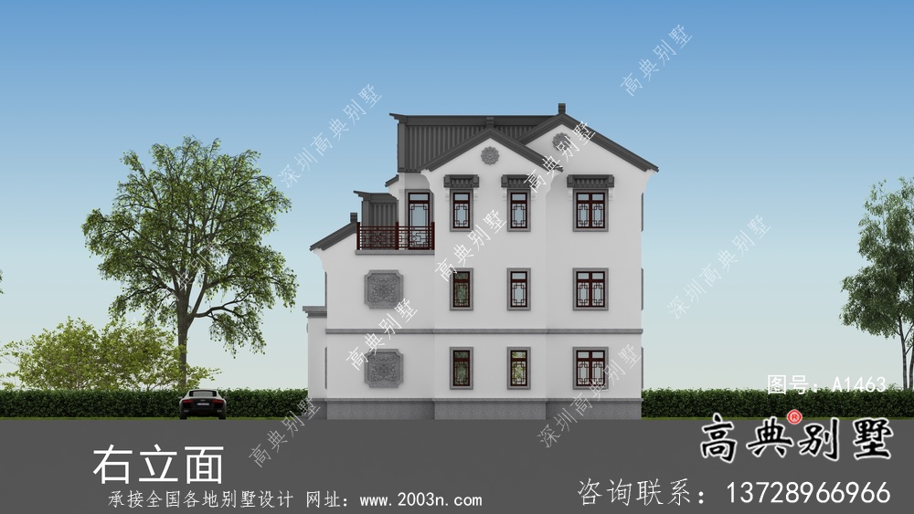 新中式三層房屋設(shè)計圖紙